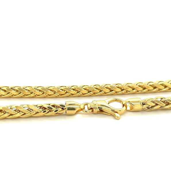 14K Yellow Gold Franco Spiga Link Necklace 4.8MM 18-20 Inches