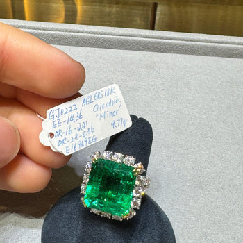 14.36 Carat Colombian Emerald AGL/GRS Certified & Diamond 18K Gold Cocktail Ring – Assay Jewelers