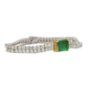 14ct Emerald Center and Diamond 2 Strand Tennis Bracelet