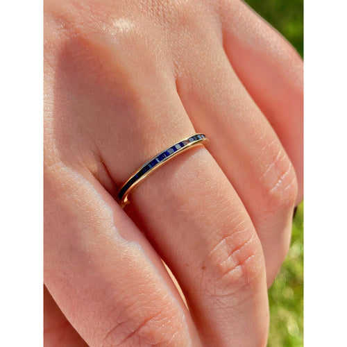 14k Gold Thin Blue Sapphire Band