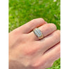 14k White and Yellow Gold Striped Mens Diamond Cluster Ring