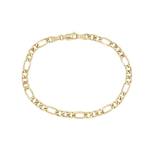 14k Yellow Gold Figaro Chain Bracelet 7 Inches, 4MM