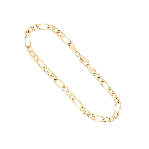 14k Yellow Gold Figaro Chain Bracelet 8 Inches, 4MM