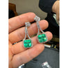 15 Carat Colombian Minor Oil Emerald & Diamond Dangle Earrings in 18K White Gold