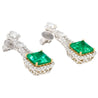 15 Carat Colombian Minor Oil Emerald & Diamond Dangle Earrings in 18K White Gold