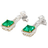 15 Carat Colombian Minor Oil Emerald & Diamond Dangle Earrings in 18K White Gold