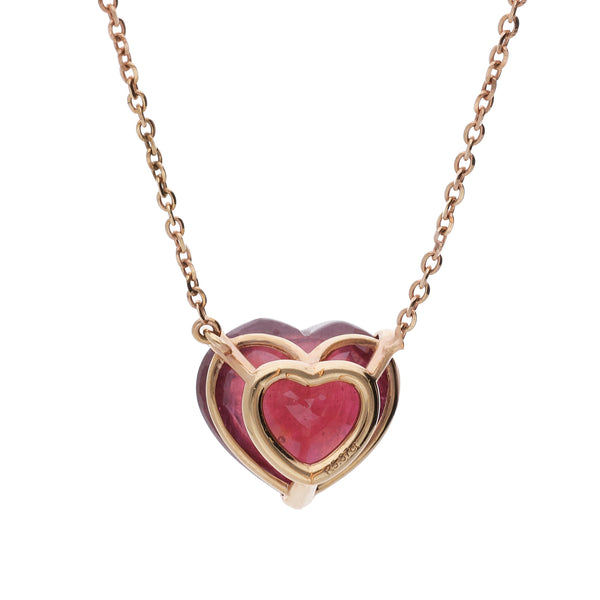 15.35 Carat Heart Ruby 18K Rose Gold Prong Stud Earring & Pendant Necklace Set