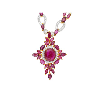 15.66 Carat Ruby & 3.17 Carat Diamond Pendant Necklace 18K Solid Gold – Assay Jewelers