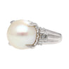 15mm South Sea Pearl and Diamond Platinum Cocktail Ring with Heart Shape Design