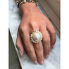 16mm South Sea Pearl and Marquise Cut Diamond Halo in 18k Gold Ring