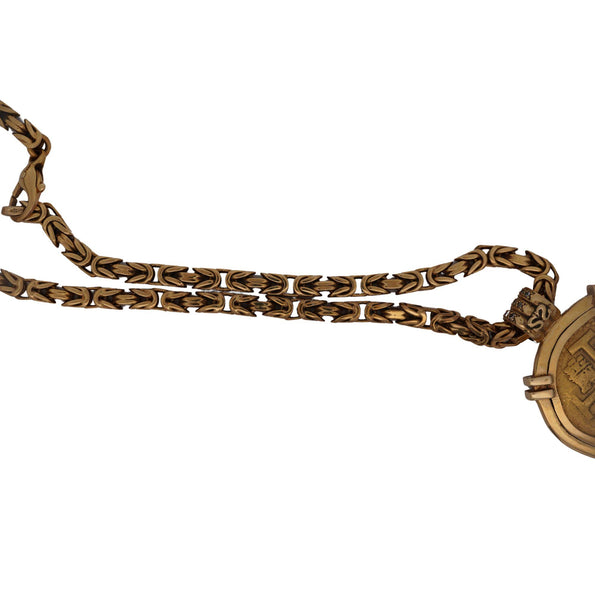 1712 Spanish 8 Escudo Cob Coin 1715 Fleet Wreck 22K & 18K Gold Pendant Necklace