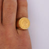 1856 Lady Liberty 1 Dollar Coin in 10K Gold Bezel Unisex Signet Ring