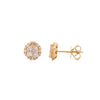 18K Gold 0.72 Carat Natural Diamond Cluster Illusion Set Round Stud Earrings