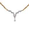 18K Gold Diamond Cluster Wheat Chain Necklace 16.5"