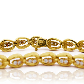18K Gold Vintage Oval Interlocking Link Diamond Bracelet – Assay Jewelers