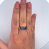 18K Solid White Gold Channel Set Baguette Cut Blue Sapphire Band Ring