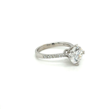 18K White Gold 2.60 Carat Lab Diamond Ring with Heart Shaped Prong Setting – Assay Jewelers