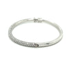 18K White Gold 3.7 Carat Round Cut Micro Pave Natural Diamond Bangle Bracelet