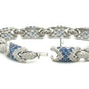 18K White Gold Natural Diamond and Natural Blue Sapphire Pave Set Bracelet