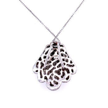 18K White Gold and Diamond Pave Sea Shell Pendant Necklace – Assay Jewelers