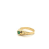 18K Yellow Gold Bezel Set Natural Emerald and Floating Round Diamond Ring