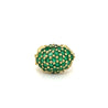 18K Yellow Gold Round Natural Emerald Gemstone Cluster Dome Ring