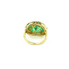 18K Yellow Gold Round Natural Emerald Gemstone Cluster Dome Ring