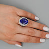 18.06 Carat AAAA Tanzanite 18K White Gold Split Shank Ring