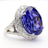 18.06 Carat AAAA Tanzanite 18K White Gold Split Shank Ring