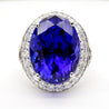 18.06 Carat AAAA Tanzanite 18K White Gold Split Shank Ring