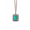 18k Rose Gold 1.47 Carat Emerald Pendant in 18k White Gold Necklace