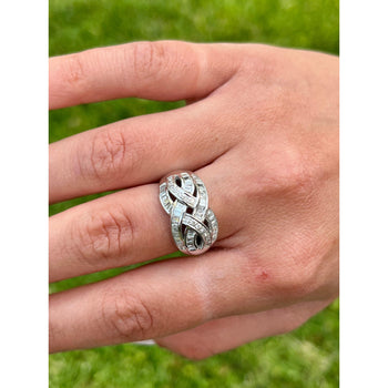 18k White Gold Baguette Cluster Curved Ring – Assay Jewelers