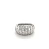 18k White Gold Baguette Cut Diamond Cluster Dome Ring