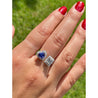 18k White gold Toi et Moi Ring with Natural Emerald cut Diamond and Heart Shape Tanzanite