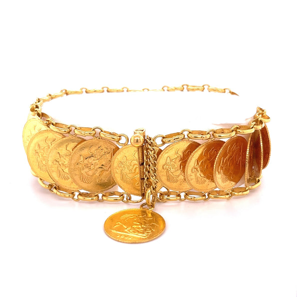 1911 King George V British Royal Mint Gold Coin Bracelet in 22k Gold | Replica
