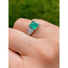 1935 Art Deco Triangle Cut Emerald in Vintage Platinum Ring