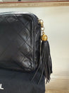 1990s Chanel Vintage Black Quilted CC Camera Bag