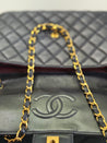 1990s Super Rare Chanel Vintage Jumbo Single Flap Lambskin Navy Blue Crossover