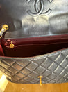 1990s Super Rare Chanel Vintage Jumbo Single Flap Lambskin Navy Blue Crossover
