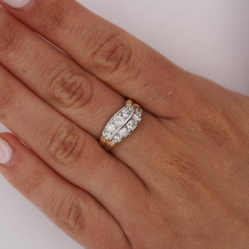 1.01 Carat Dual Row Diamond Channel Platinum & 18K Gold Wavy Band Ring – Assay Jewelers