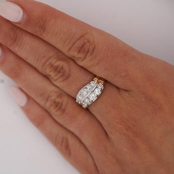 1.01 Carat Dual Row Diamond Channel Platinum & 18K Gold Wavy Band Ring – Assay Jewelers