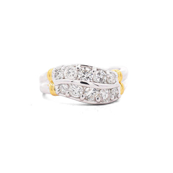 1.01 Carat Dual Row Diamond Channel Platinum & 18K Gold Wavy Band Ring – Assay Jewelers