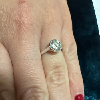 1.01 Carat Round Diamond Vintage Bezel 14K White Gold Solitaire Ring – Assay Jewelers