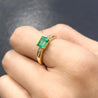 1.07 Carat Emerald & Baguette Diamond East West 18K Gold Ring