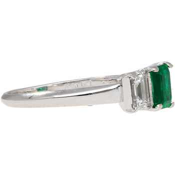 1.07 Carat Square-Cut Emerald and Diamond Three Stone Platinum Ring – Assay Jewelers