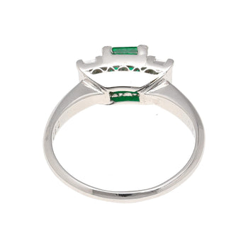 1.07 Carat Square-Cut Emerald and Diamond Three Stone Platinum Ring – Assay Jewelers