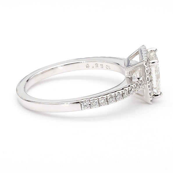 1.11 Carat G/SI2 Princess Cut Diamond Pave Halo Set in Platinum Engagement Ring
