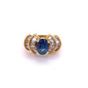 1.19 Carat Oval Cut Blue Sapphire with Baguette Cut Diamonds in 14k Gold Ring