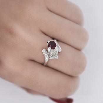 1.28 Carat Ruby & Diamond 14K White Gold Toi Et Moi Ring – Assay Jewelers