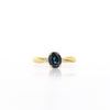 1.3 Carat Oval Cut Blue Sapphire and Diamond 3 Stone Curvy Ring